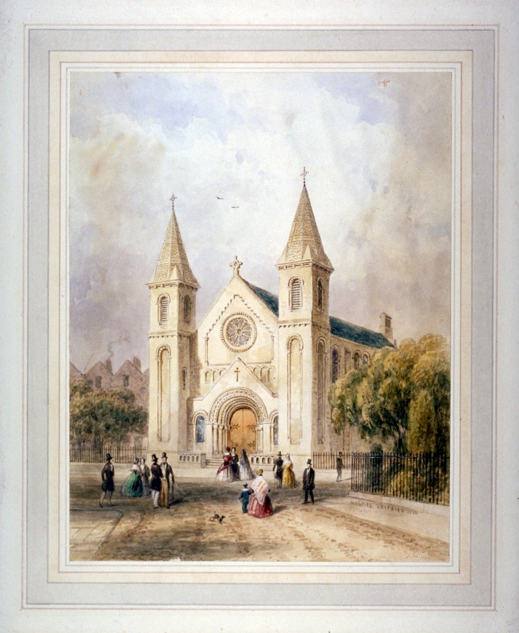 View of an Unknown Religious Building in Regent Square, St Pancras, London, 1842 by Thomas Hosmer Shepherd