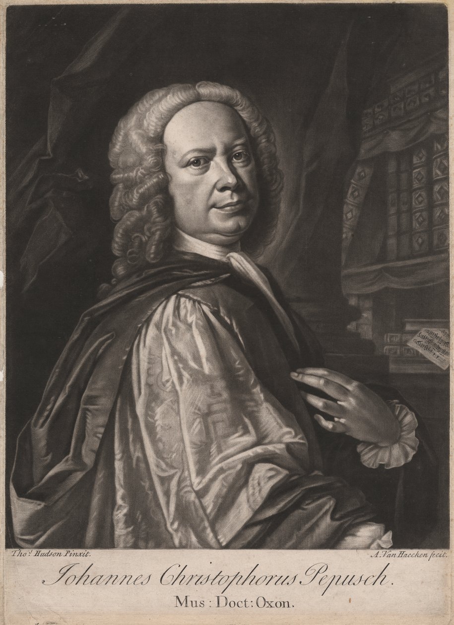 Johannes Christophorus Pepusch, engraved by Alexander van Haecken, c.1735 by Thomas Hudson
