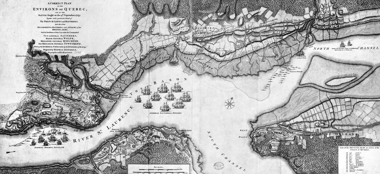 A Correct Plan of the environs of Quebec and of the battle fought on 13th September, 1759 by Thomas Jefferys