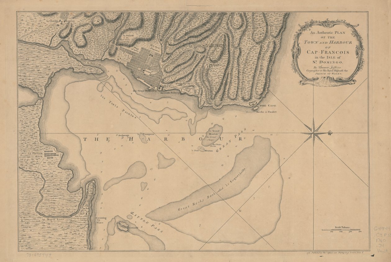 An Authentic Plan of the Town and Harbour of Cap-François in the Isle of St. Domingo by Thomas Jefferys