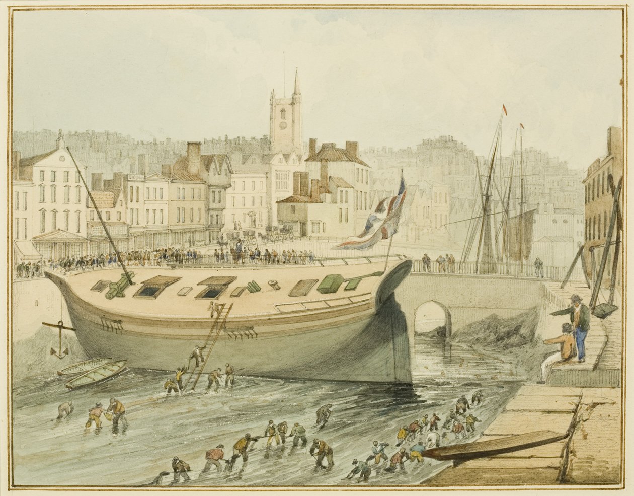 Cleaning the Floating Harbour, 1828 by Thomas Leeson the Elder Rowbotham