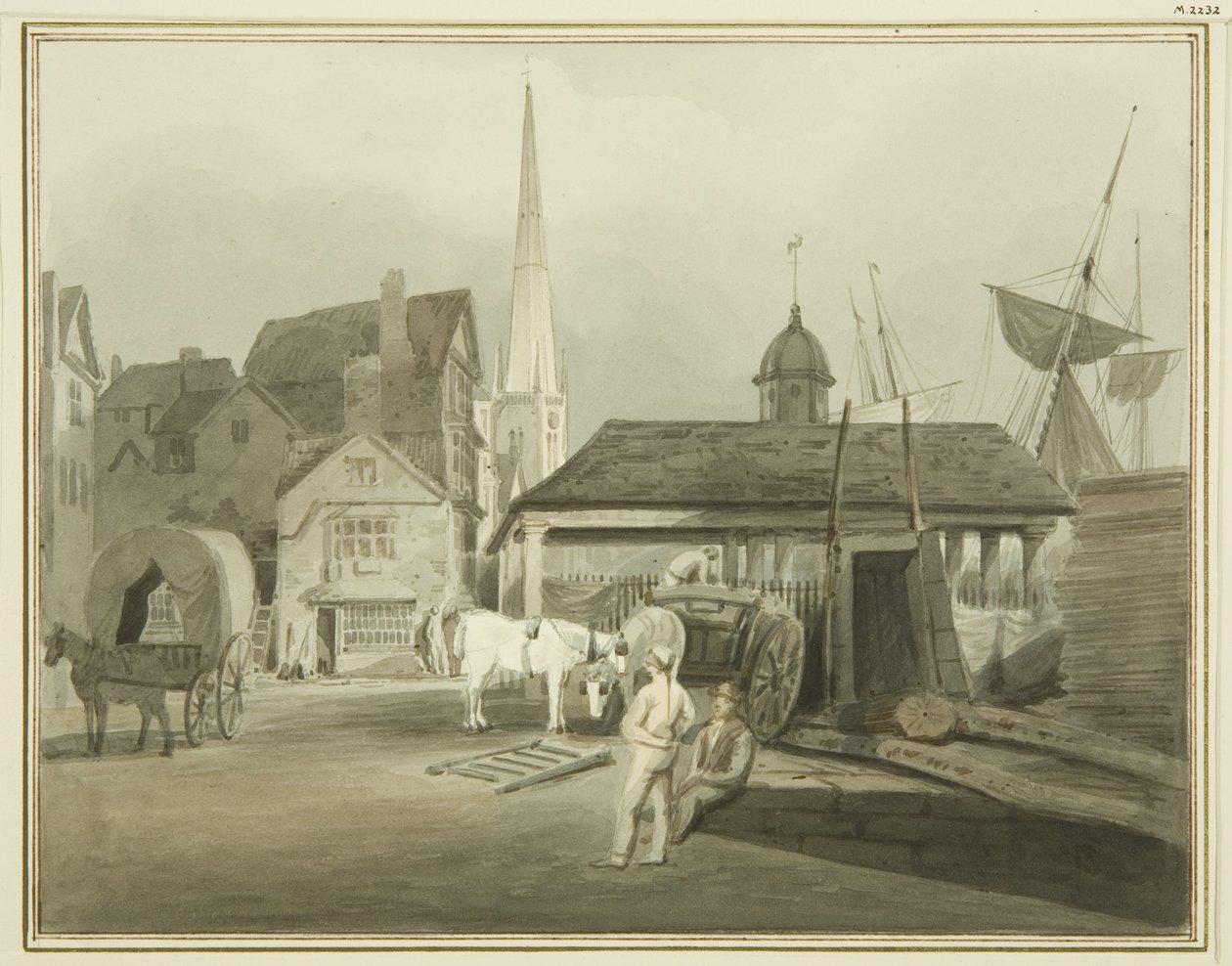 North-East End of King Street, showing Welsh Market in 1802 by Thomas Leeson the Elder Rowbotham