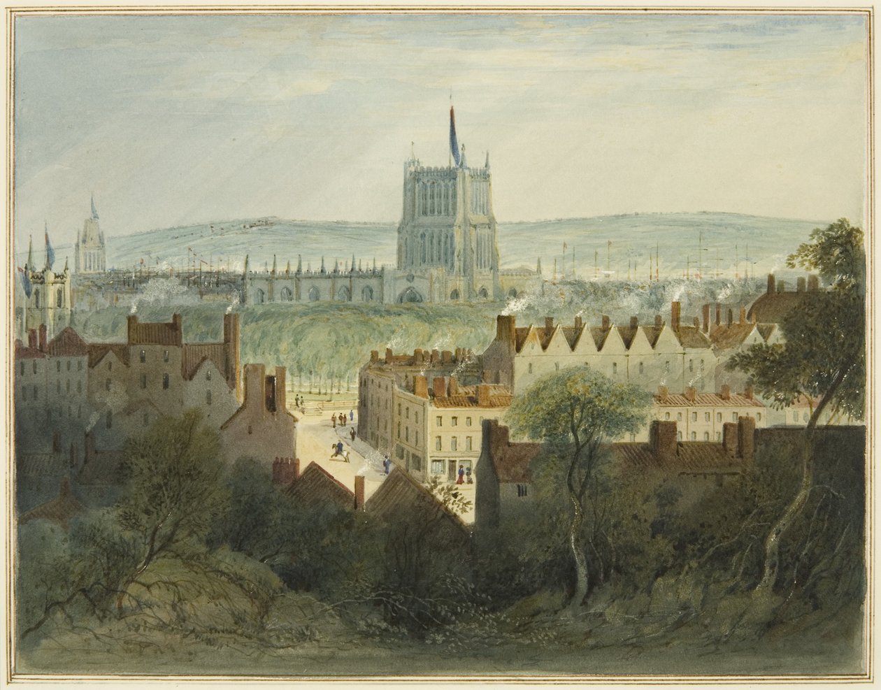 The Cathedral, College Green and College Street by Thomas Leeson the Elder Rowbotham