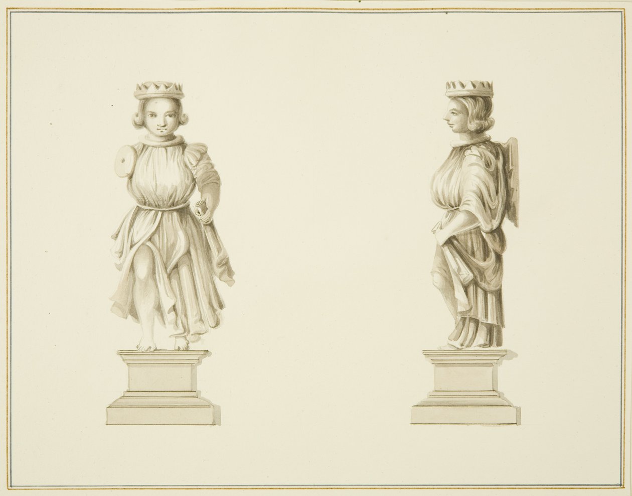 Two Views of a Carved Wooden Figure in the Vestry Room of St John