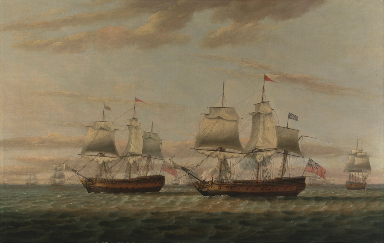 An Indiaman and a Two Decker Hove to, Said to be Thomas Dumar, Esq. in H.M. Ship 