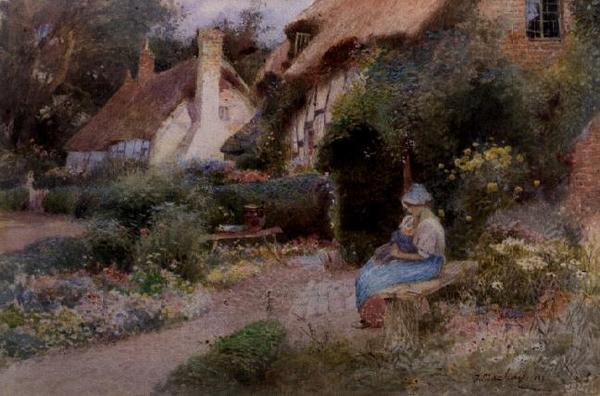 At the Cottage Door by Thomas Mackay