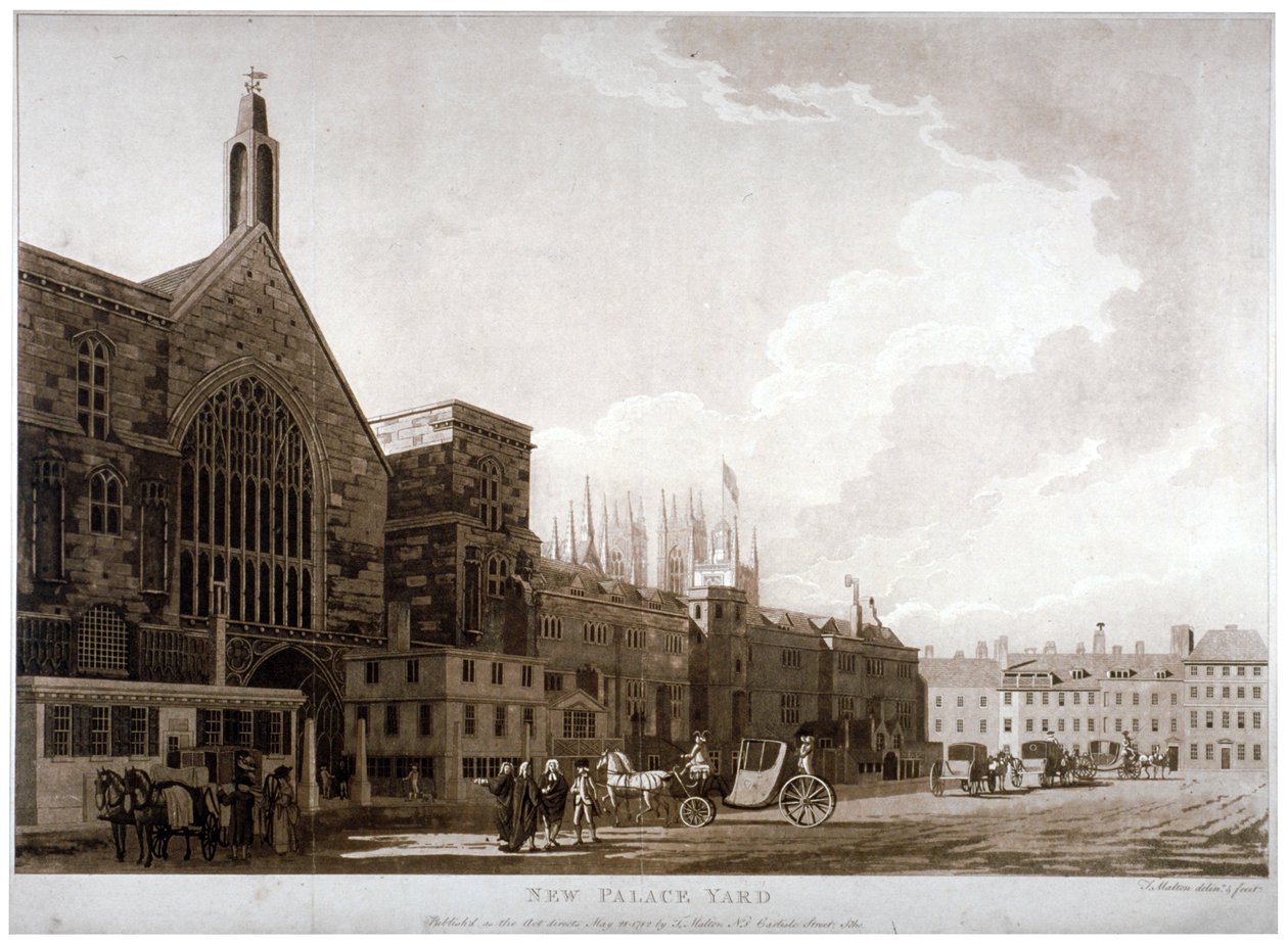 New Palace Yard and the entrance to Westminster Hall, London by Thomas Malton II