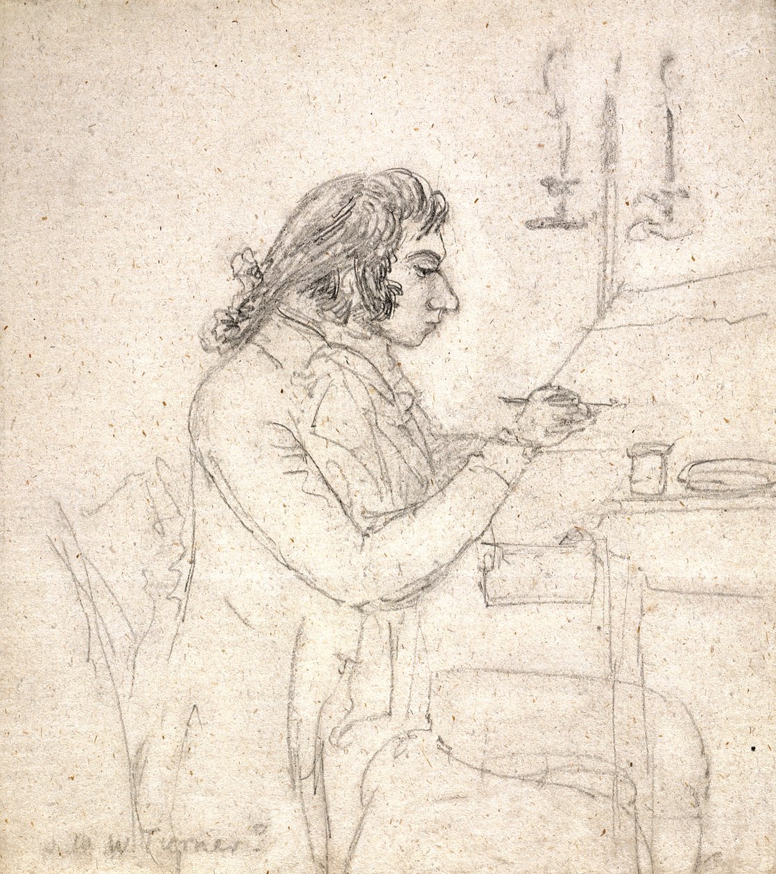 J. M. W. Turner At A Drawing Table; Verso: Mrs. Monro Asleep by Thomas Monro