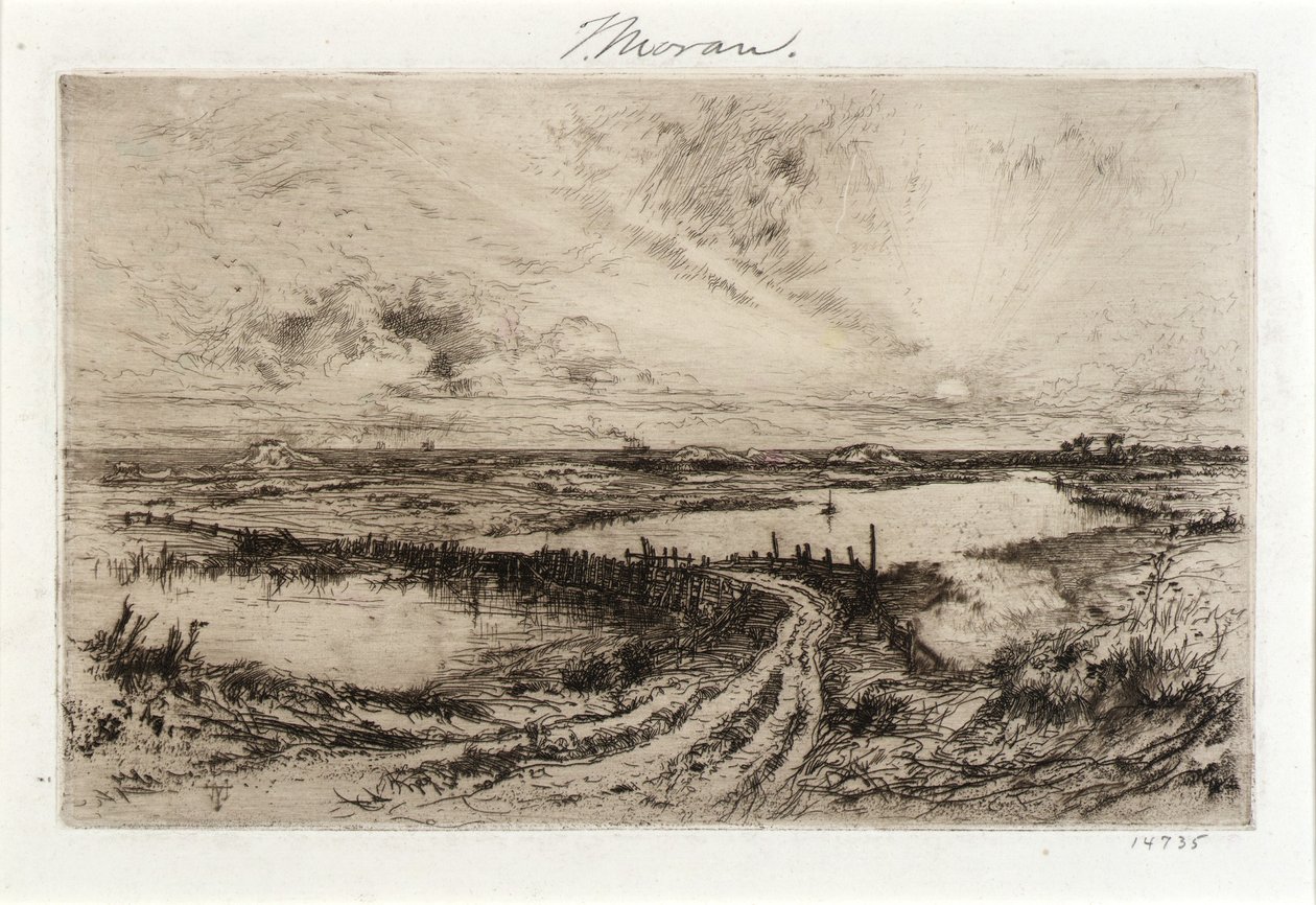Hook Pond and Old Bridge by Thomas Moran