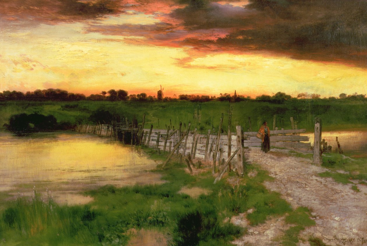 The Old Bridge Over Hook Pond by Thomas Moran