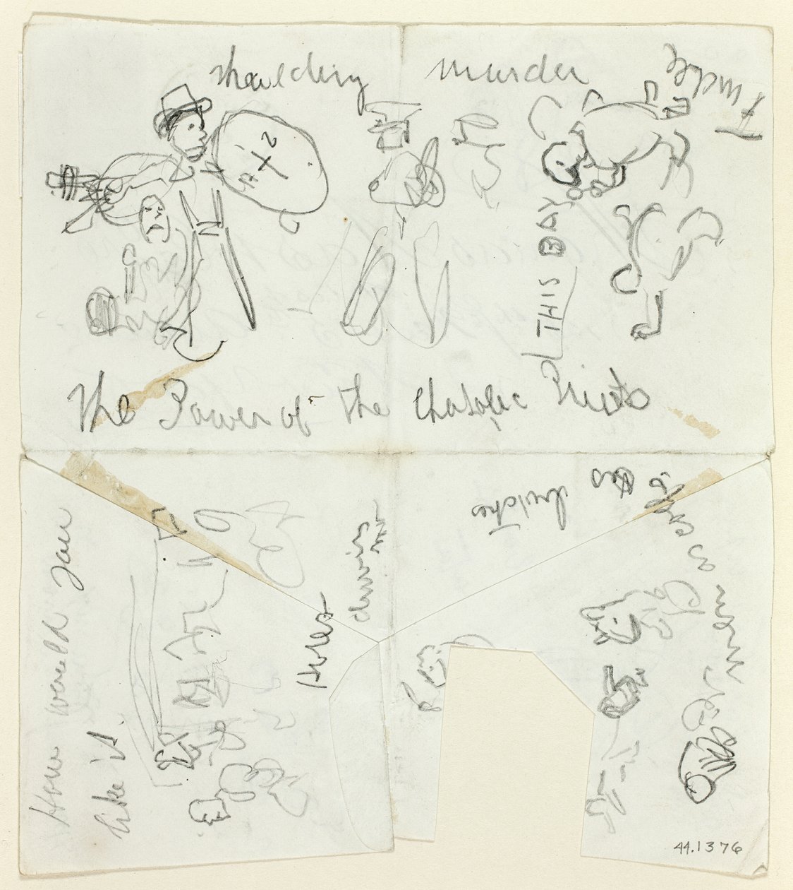 Sheet of Sketches: The Power of the Catholic Priests (recto); Sheet of Sketches (verso) by Thomas Nast