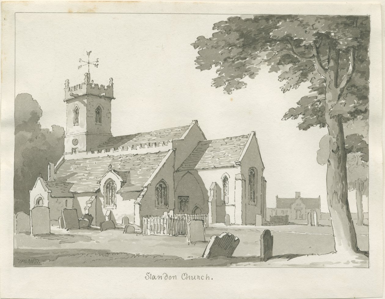 Standon Hall: pen and ink drawing, nd [?mid 19th cent] by Thomas Peploe Wood