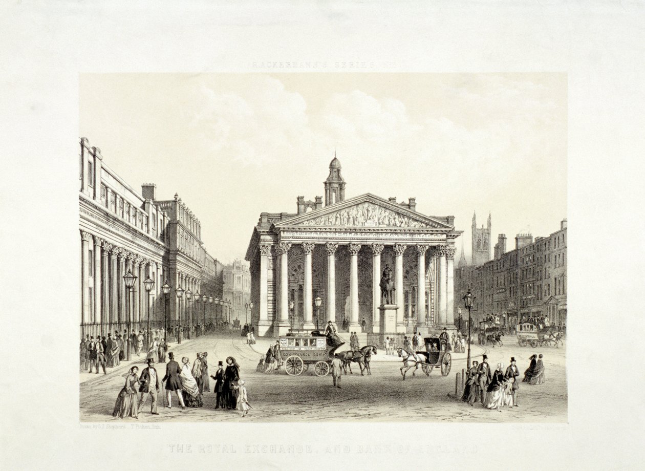 Royal Exchange and the Bank of England on the Left, London by Thomas Picken