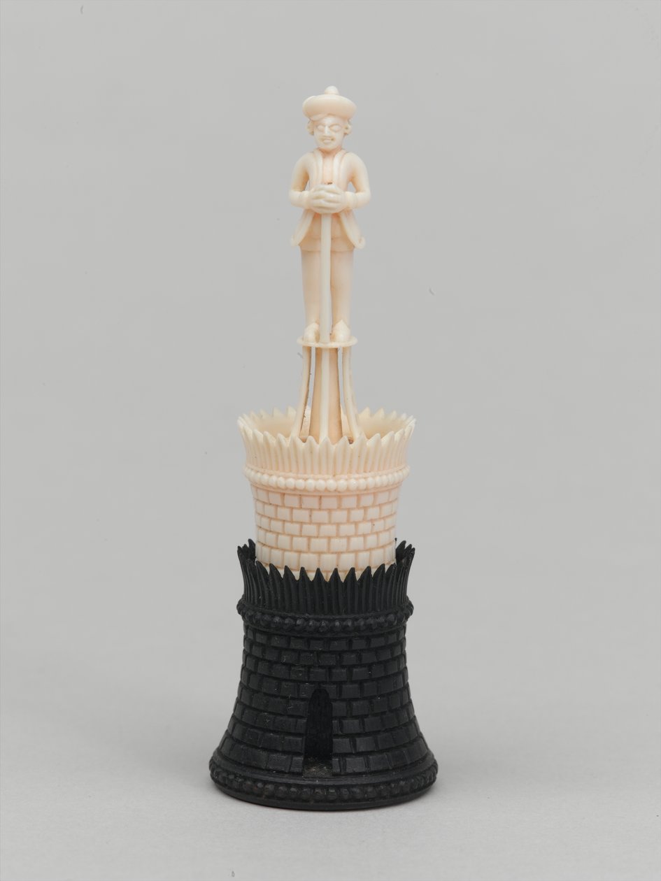 Black rook, chess piece, India by Thomas Robert Way