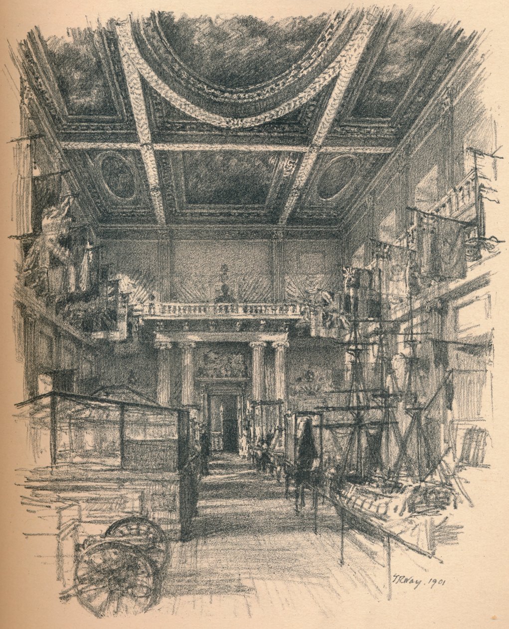Interior of the Banqueting Hall, Whitehall Palace by Thomas Robert Way
