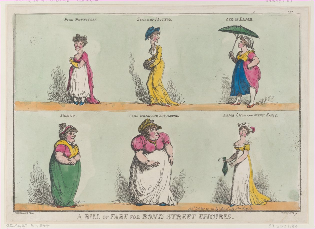 A Bill of Fare for Bond Street Epicures!! by Thomas Rowlandson