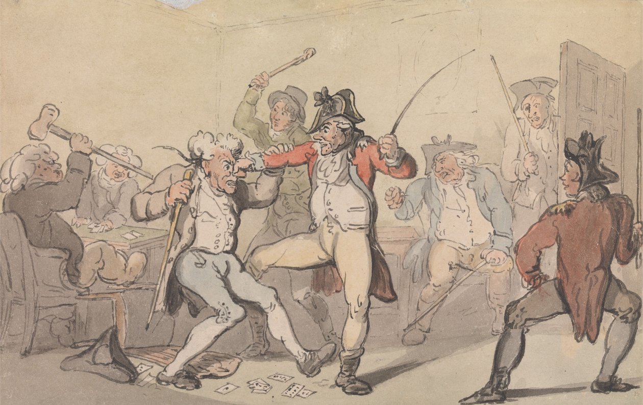 A Black Leg Detected Secreting Cards by Thomas Rowlandson