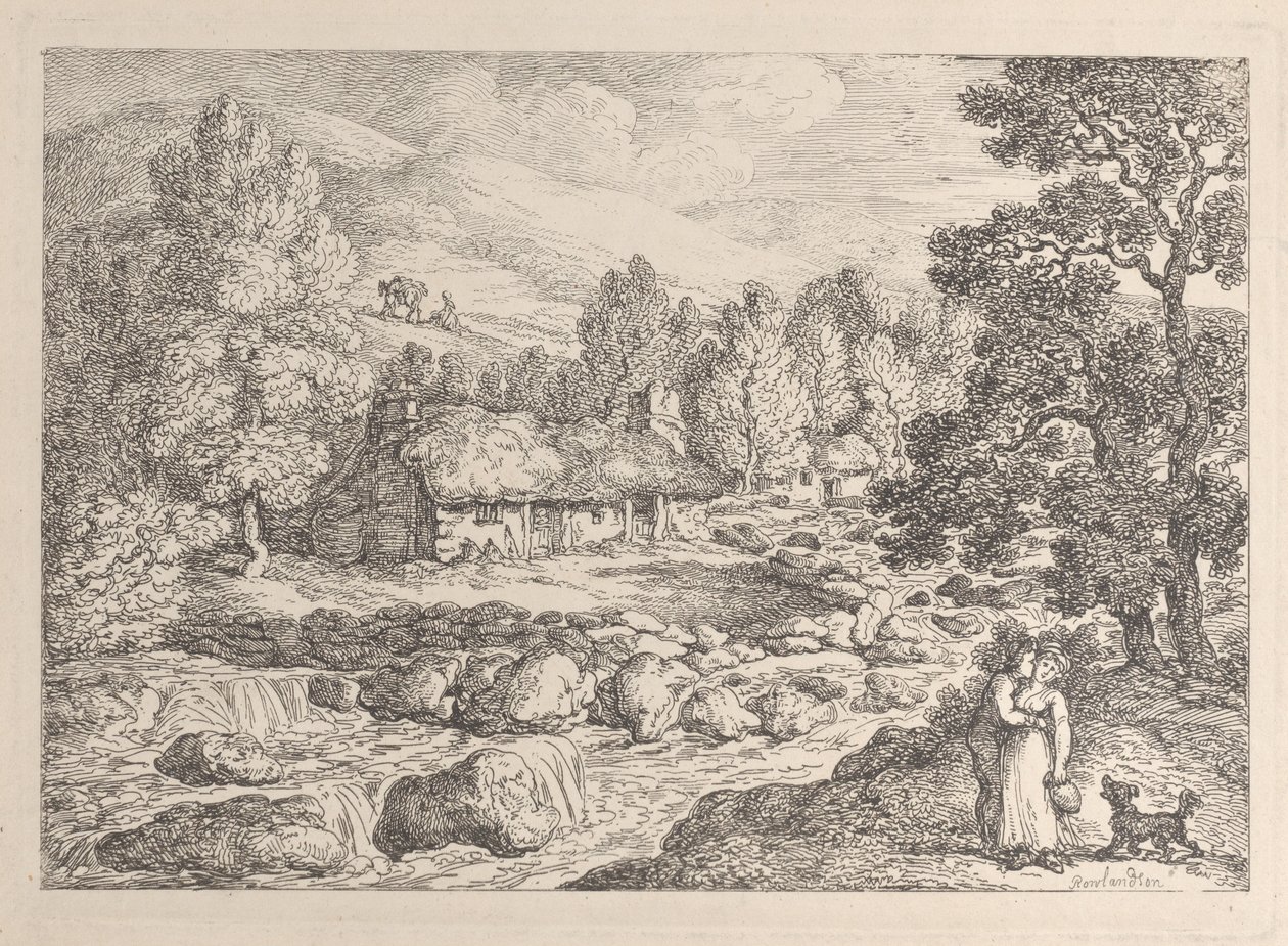 A Cornish Waterfall, from "Views in Cornwall" by Thomas Rowlandson