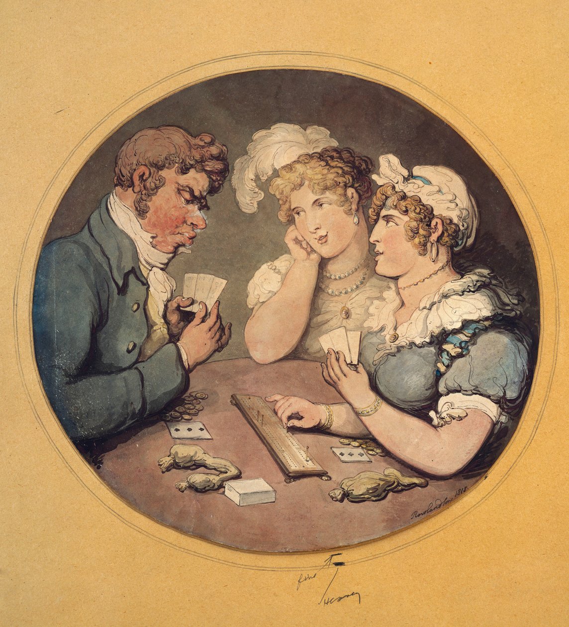 A Game of Cribbage by Thomas Rowlandson
