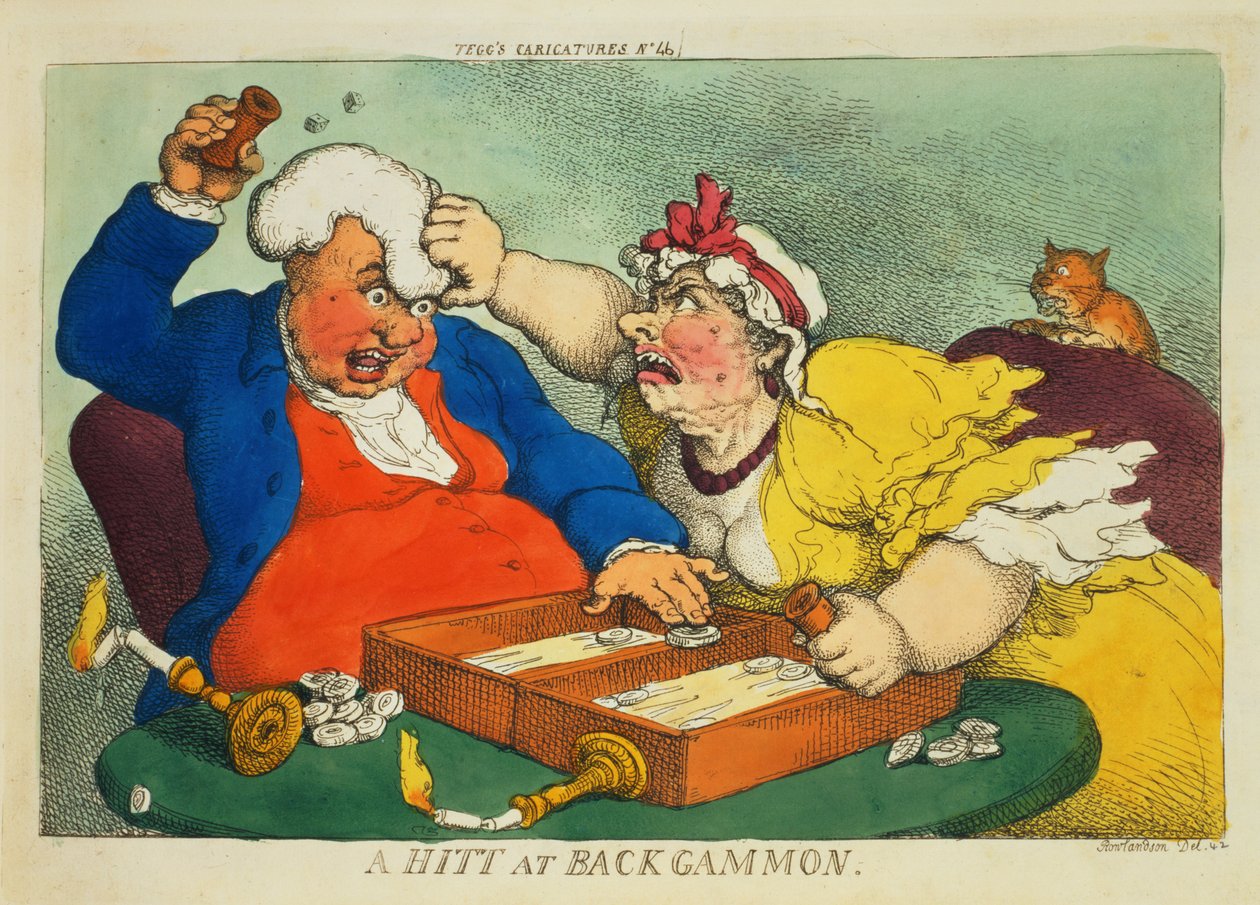 A Hit at Backgammon by Thomas Rowlandson