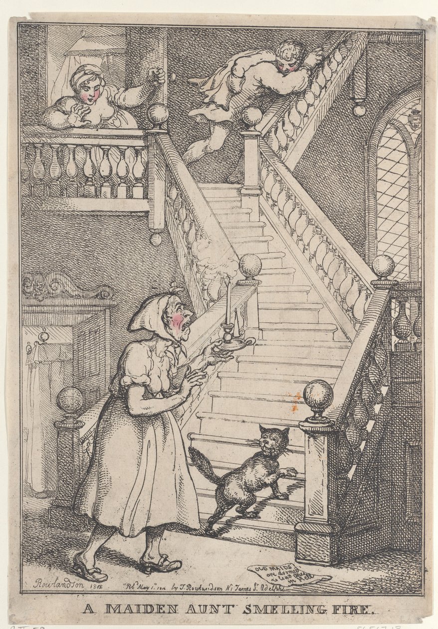 A Maiden Aunt Smelling Fire by Thomas Rowlandson