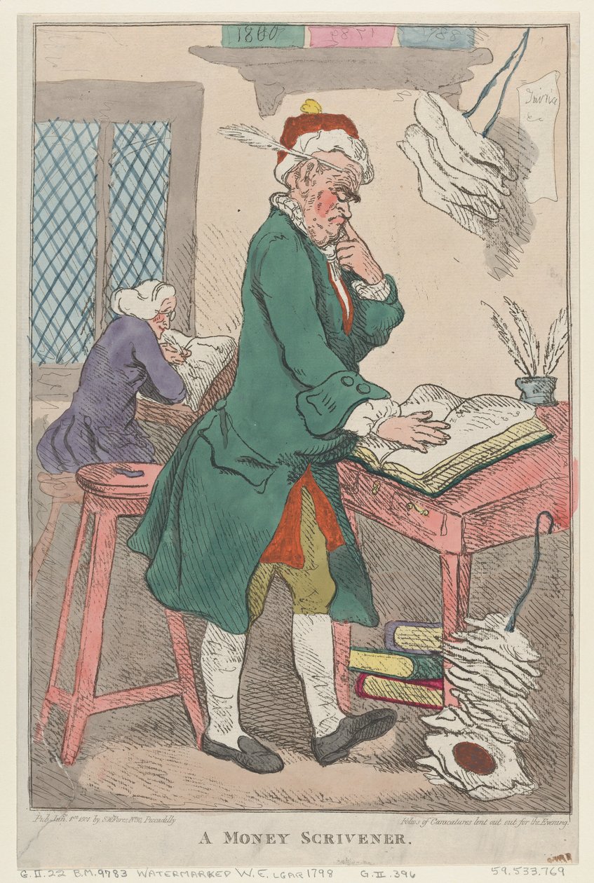 A Money Scrivener by Thomas Rowlandson