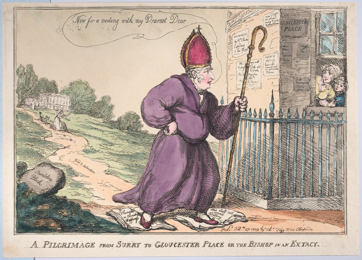A Pilgrimage from Surry to Gloucester Place or the Bishop in an Ecstasy by Thomas Rowlandson