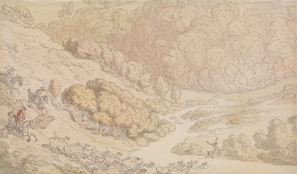 A Stag Hunt in the West Country by Thomas Rowlandson