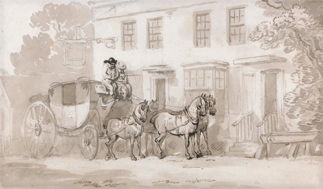 A Stage Coach Outside of the Entrance of an Inn by Thomas Rowlandson