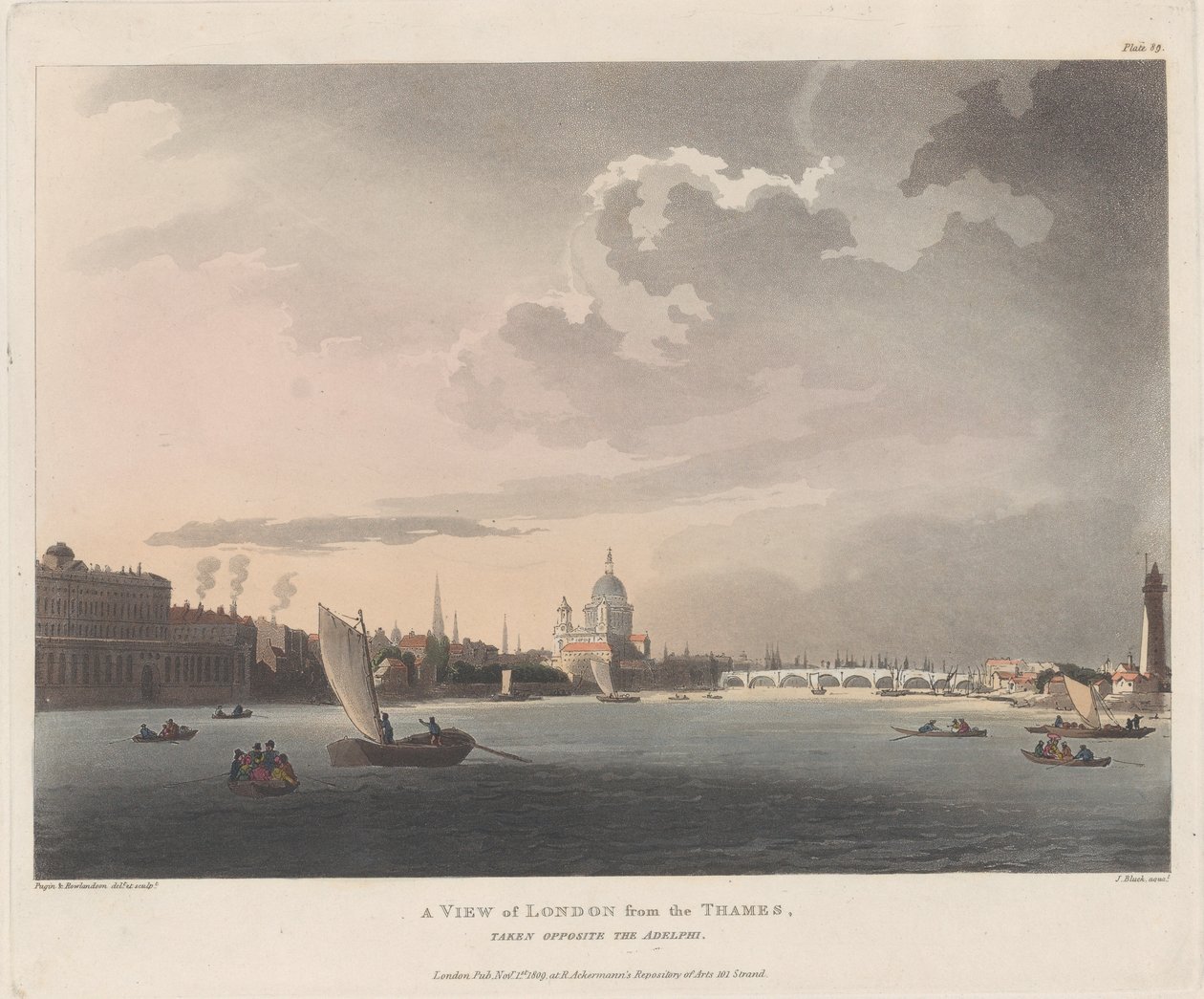 A View of London from the Thames, November 1, 1809 by Thomas Rowlandson