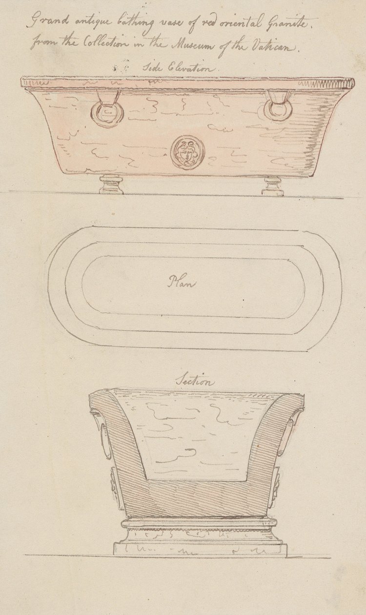 Bathing Vase of Red Granite, Vatican by Thomas Rowlandson