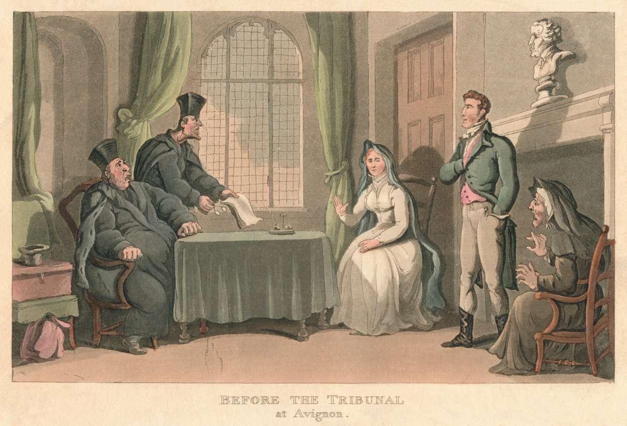 Before the Tribunal at Avignon by Thomas Rowlandson