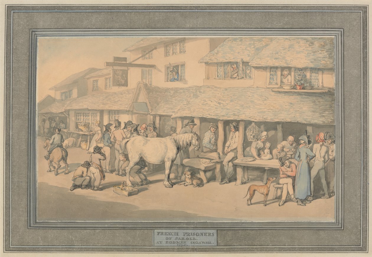 Bodmin Cornwall: French Prisoners on Parole by Thomas Rowlandson