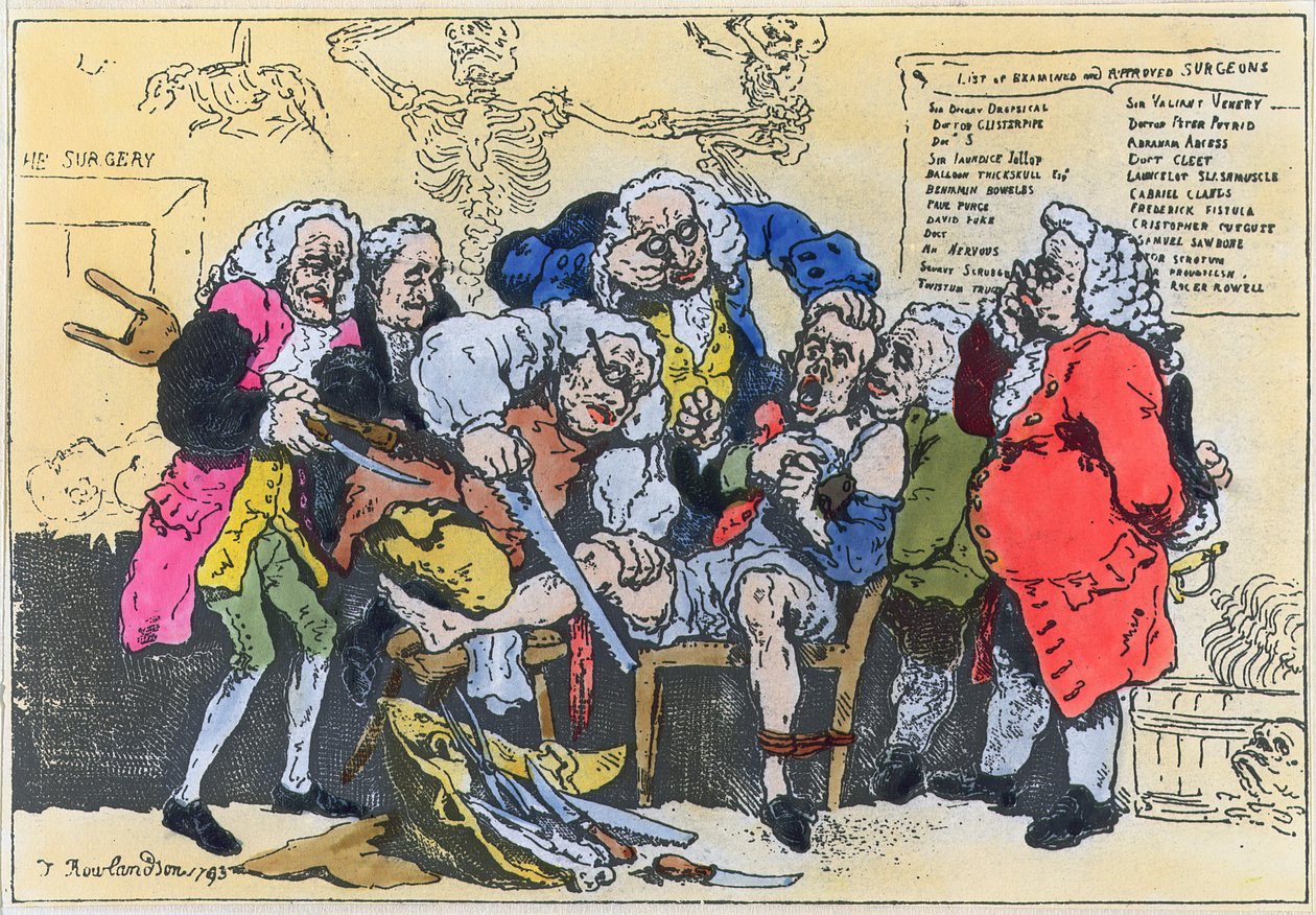 Caricature of Georgian Surgeons at work by Thomas Rowlandson