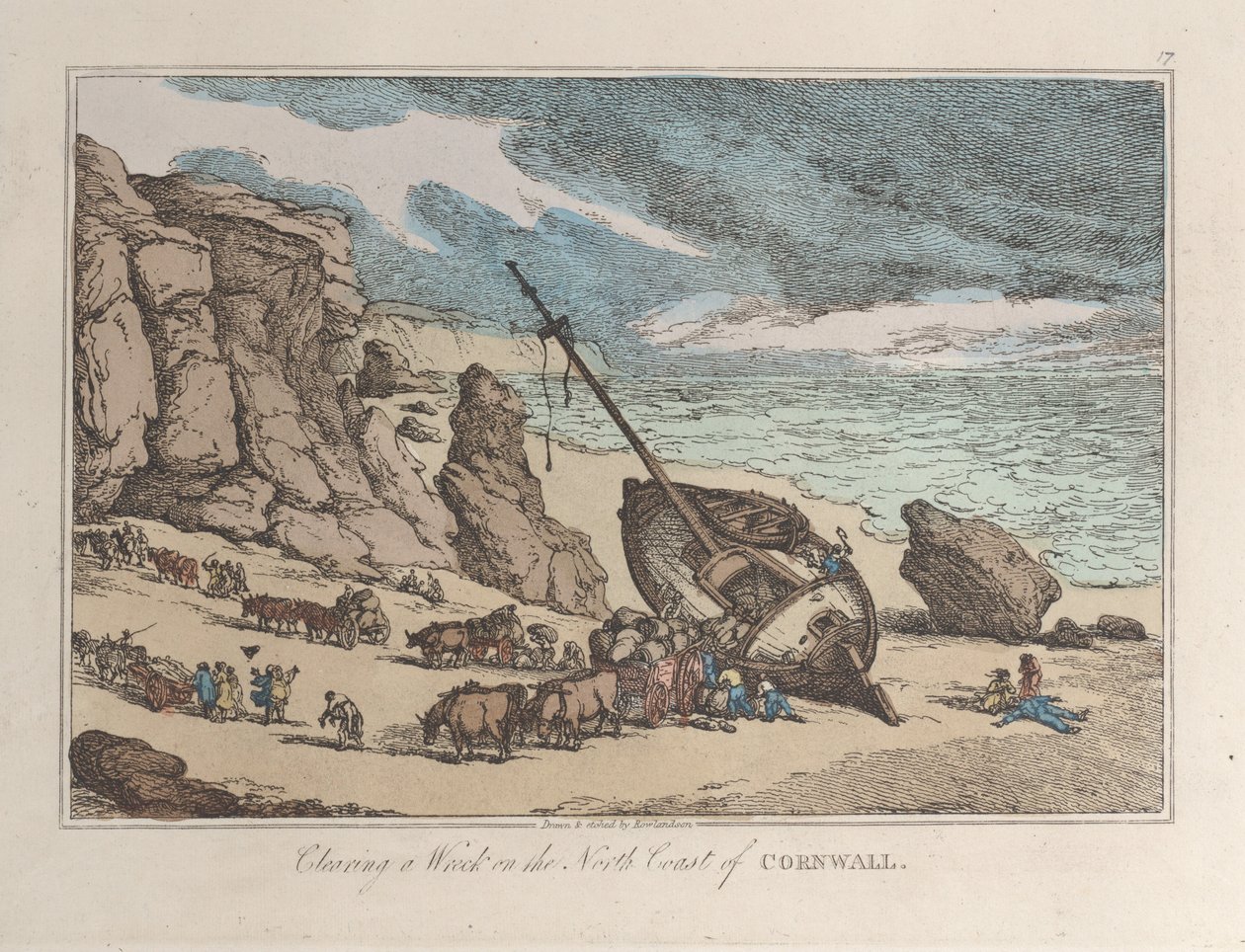 Clearing a Wreck on the North Coast of Cornwall by Thomas Rowlandson