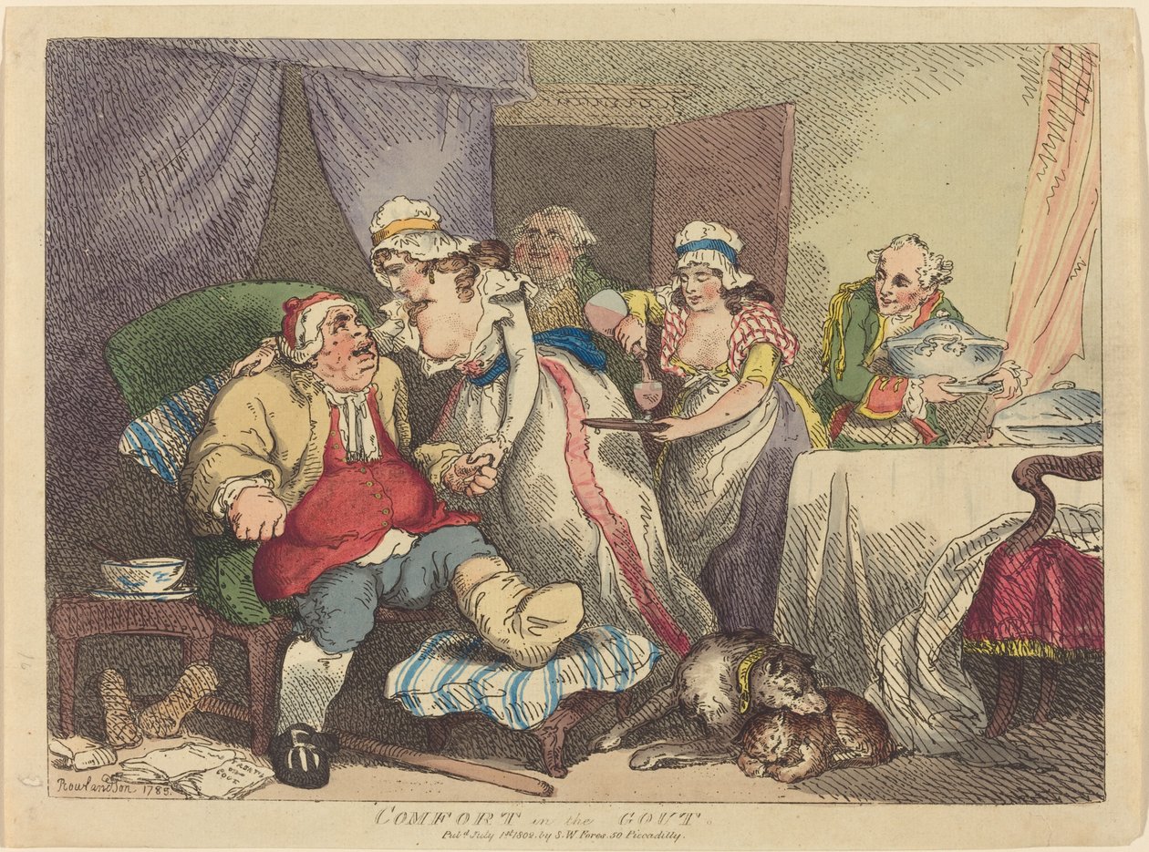 Comfort in the Gout by Thomas Rowlandson