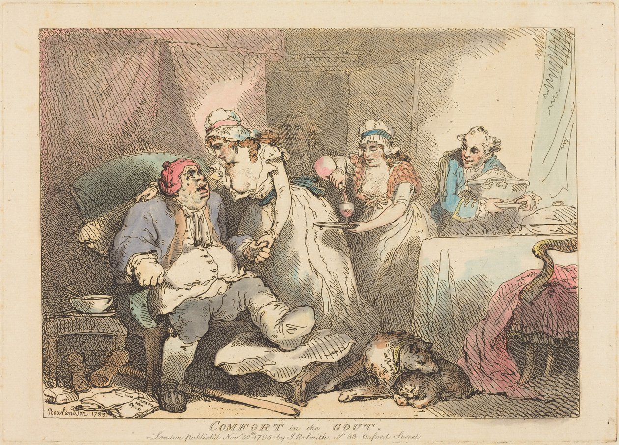 Comfort in the Gout by Thomas Rowlandson