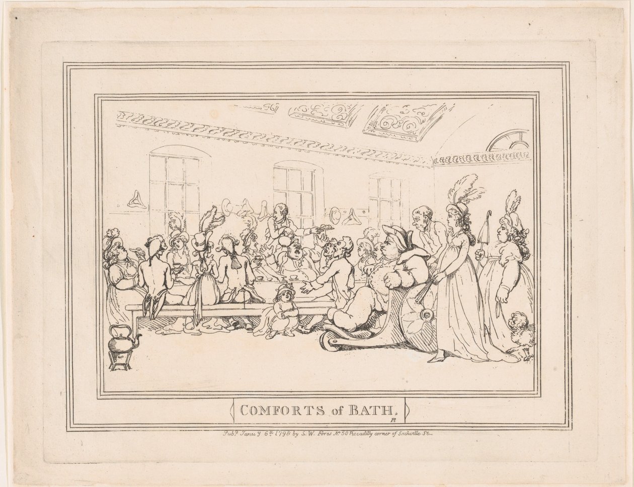 Comforts of Bath, Plate 11 by Thomas Rowlandson