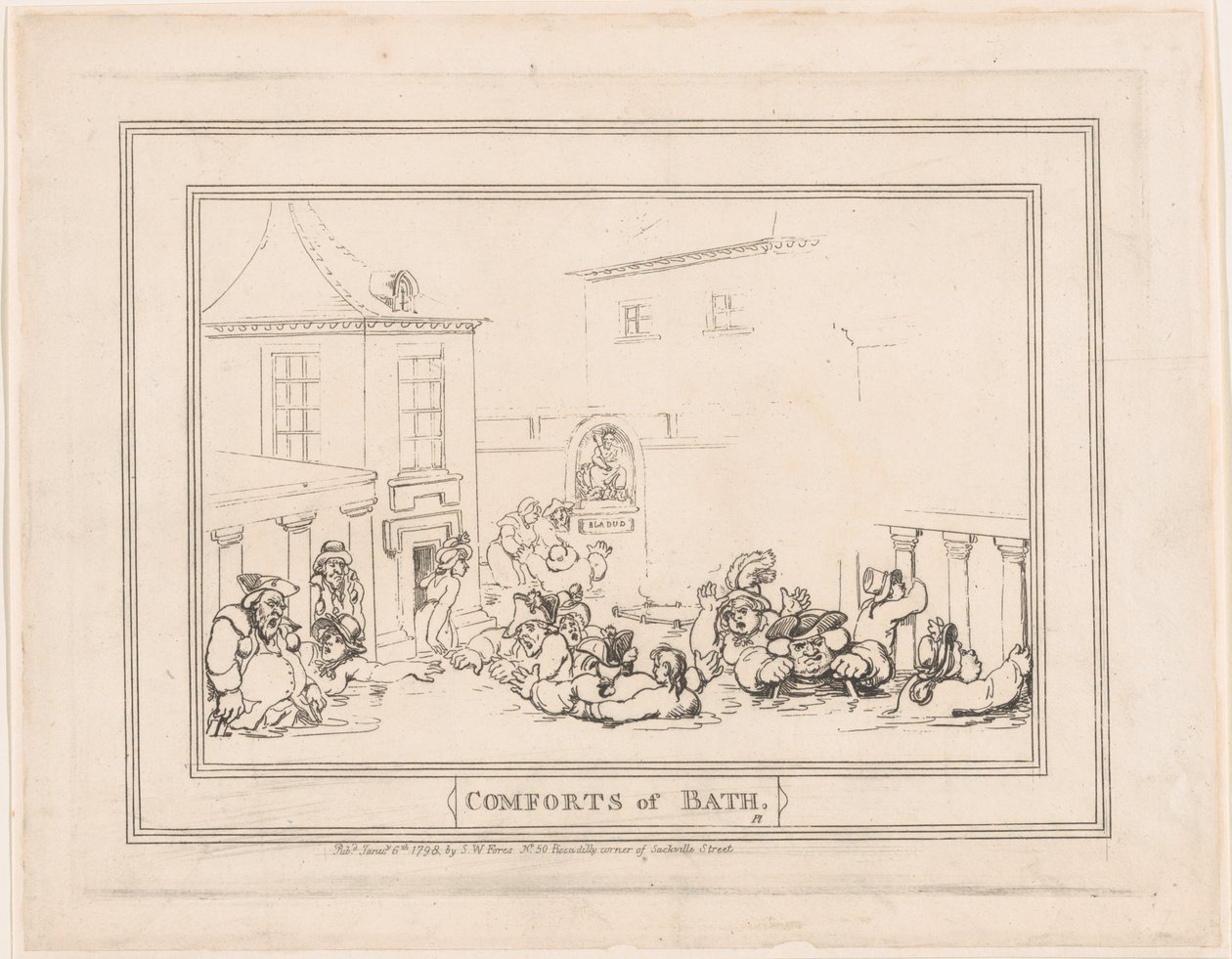 Comforts of Bath, Plate 7, January 6, 1798 by Thomas Rowlandson