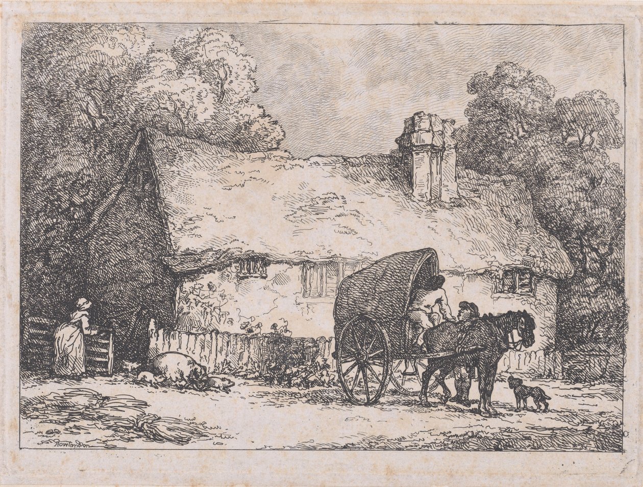 Cottage with Cart and Pigs by Thomas Rowlandson