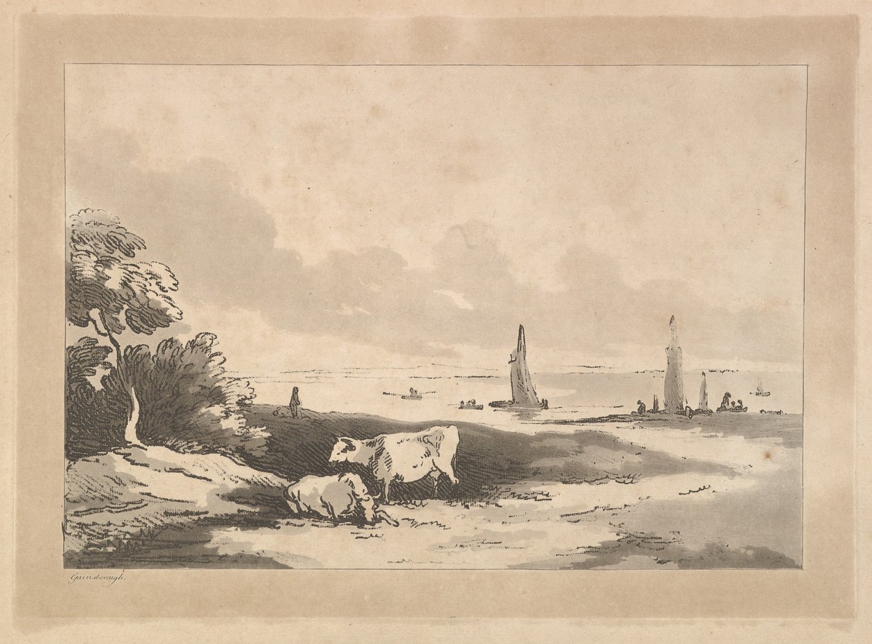 Cows and Seascape by Thomas Rowlandson
