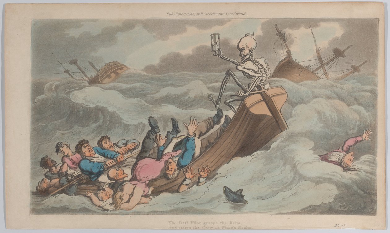 Death Turned Pilot from The English Dance of Death, vol. II, pl. 9, June 1, 1815 by Thomas Rowlandson