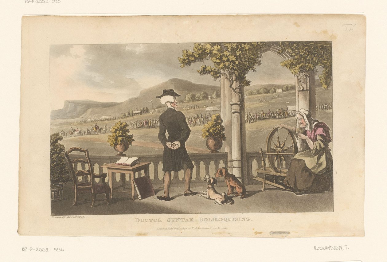 Doctor Syntax Stares at a Procession in the Landscape by Thomas Rowlandson