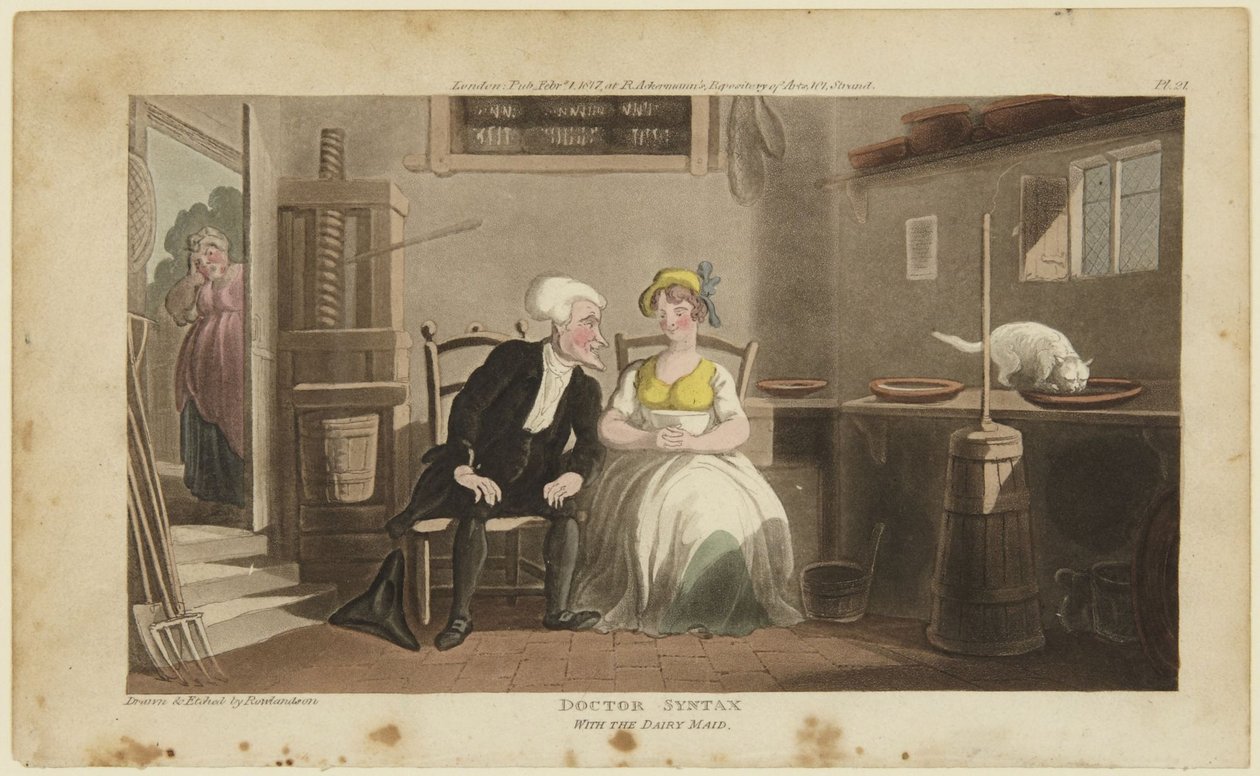 Doctor Syntax with the Dairy Maid by Thomas Rowlandson