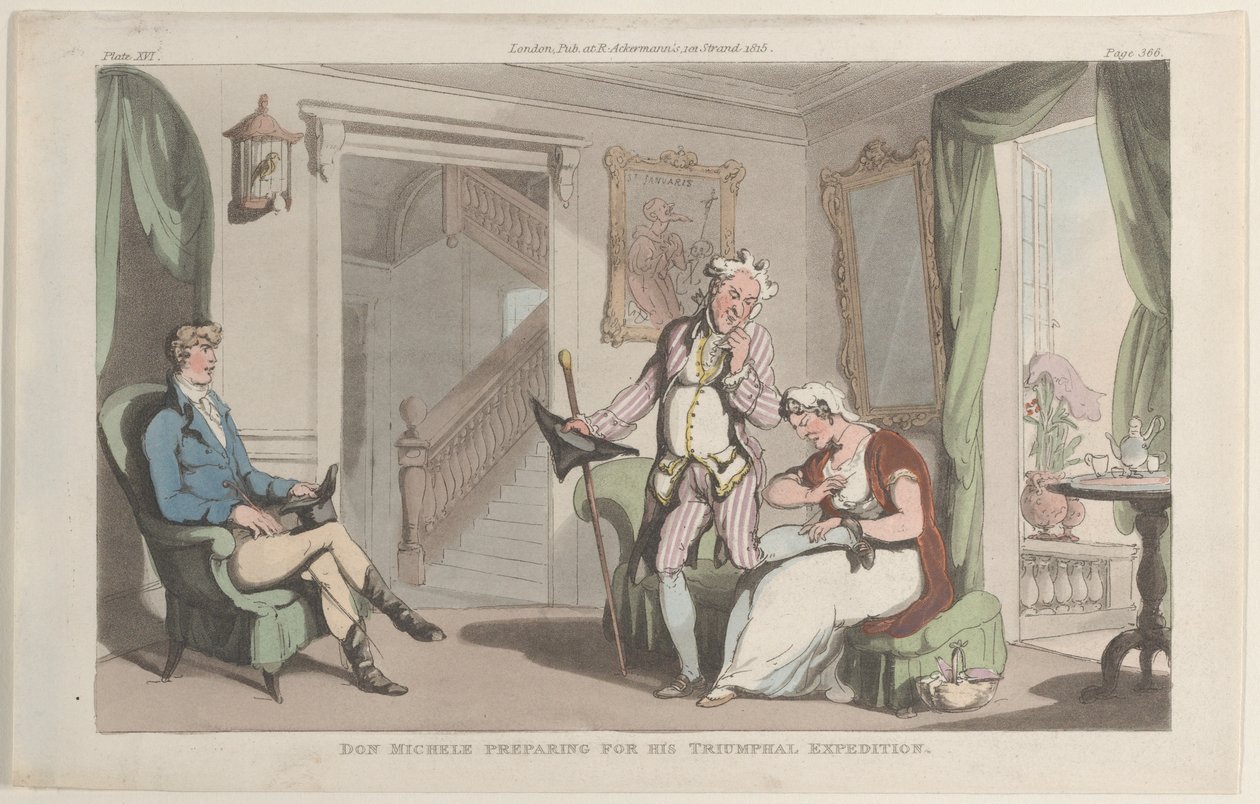 Don Michele Preparing for his Triumphal Expedition, from Naples and the Campagna, June 1, 1815 by Thomas Rowlandson