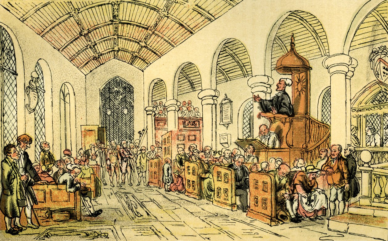 Dr Syntax preaching by Thomas Rowlandson