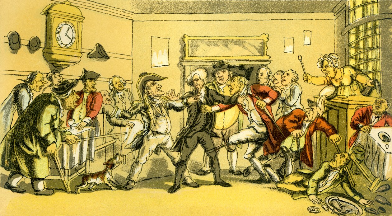 Dr Syntax Present at a Coffee House Quarrel by Thomas Rowlandson