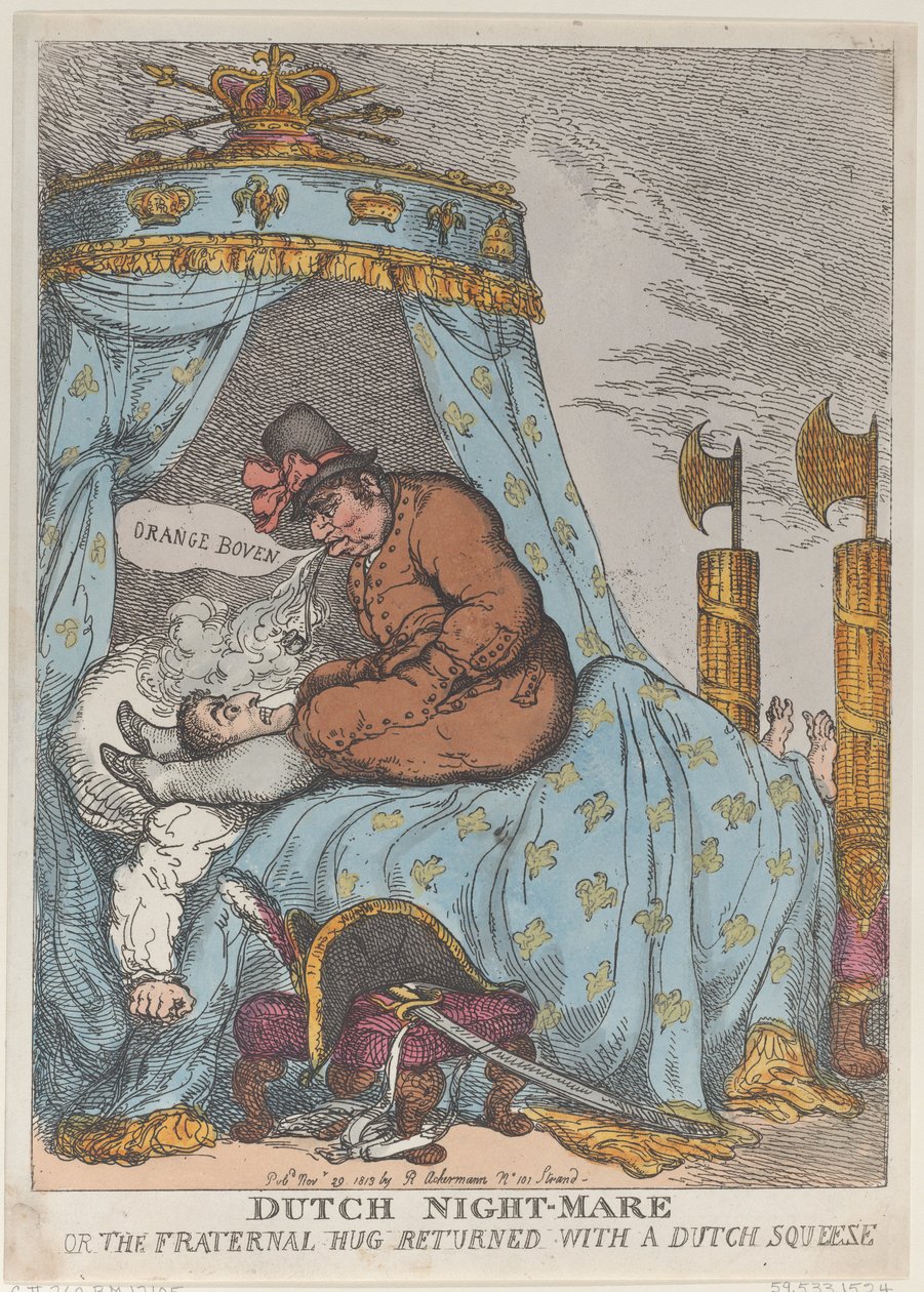 Dutch Night-Mare or the Fraternal Hug Returned with a Dutch Squeeze by Thomas Rowlandson
