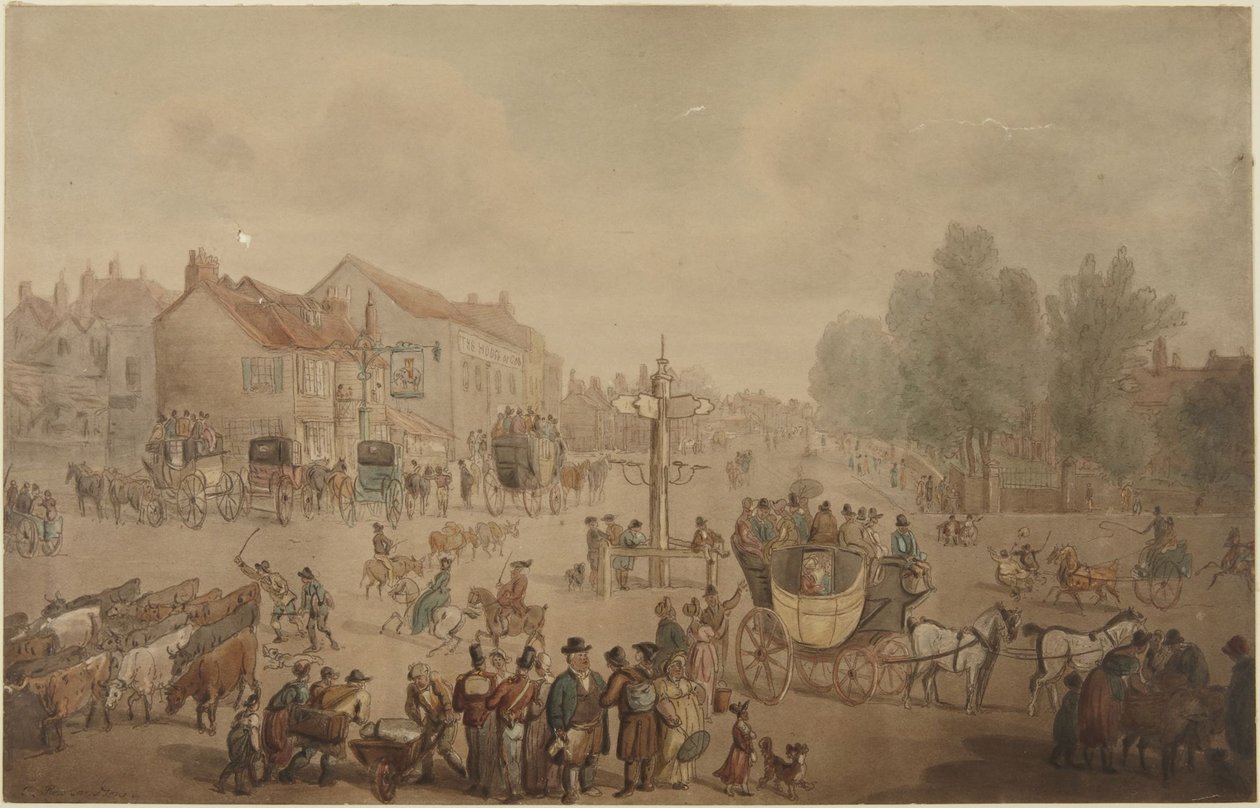 Elephant and Castle Inn, Newington by Thomas Rowlandson