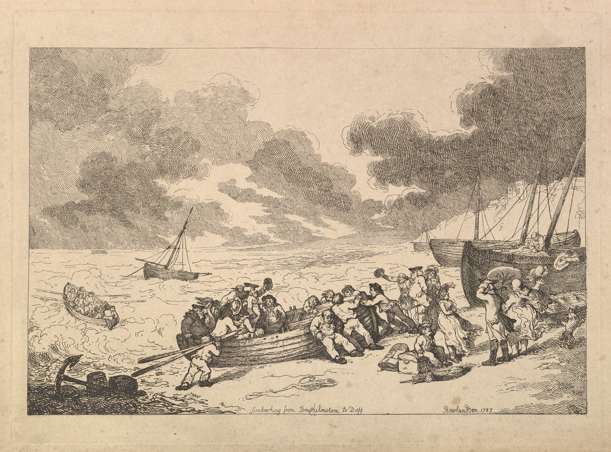 Embarking from Brighthelmstone to Dieppe, from Imitations of Modern Drawings by Thomas Rowlandson